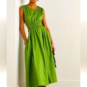 Aje cutout gathered poplin dress